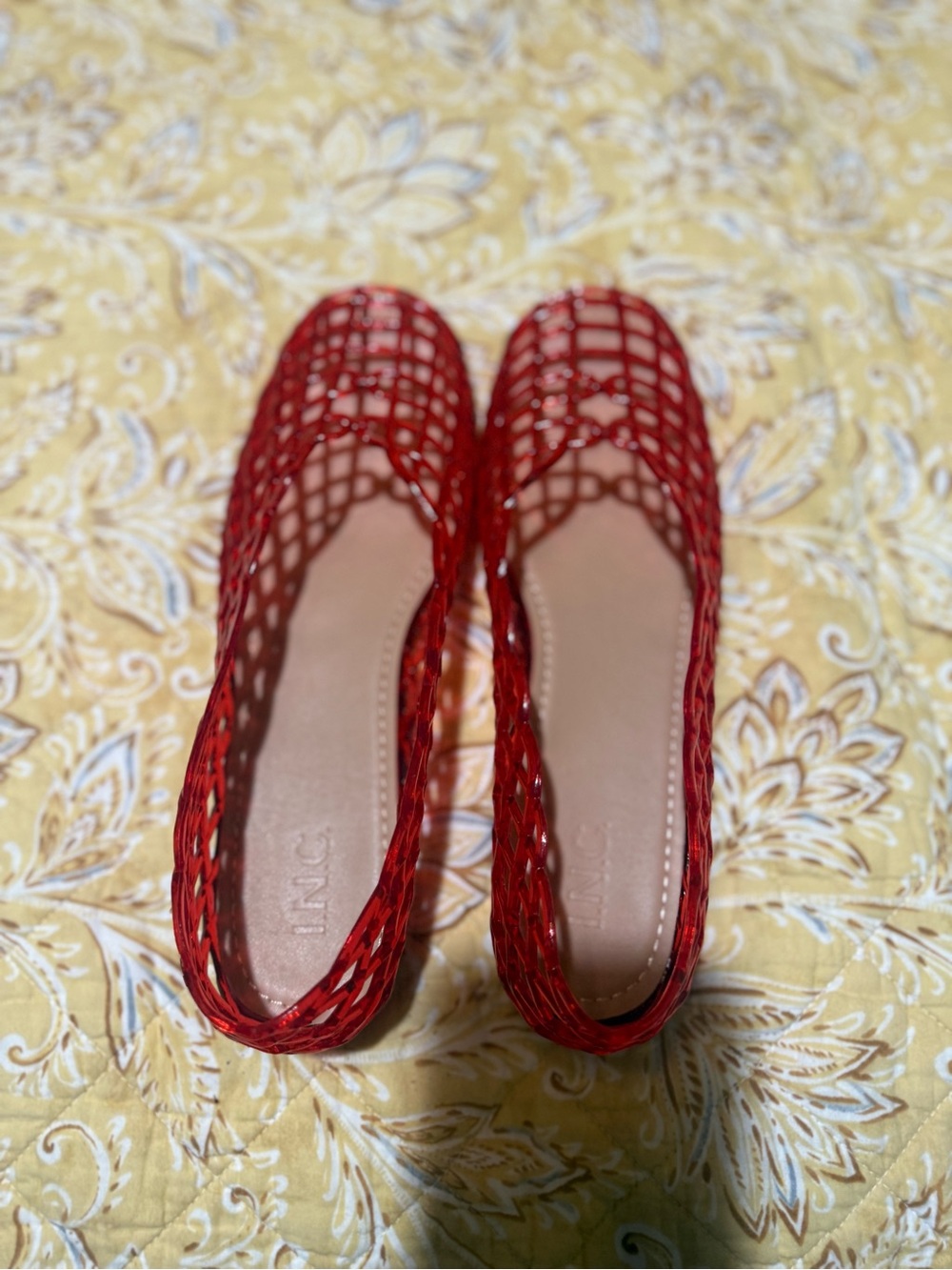 INC International Concepts Red Woven Slip-On Flats